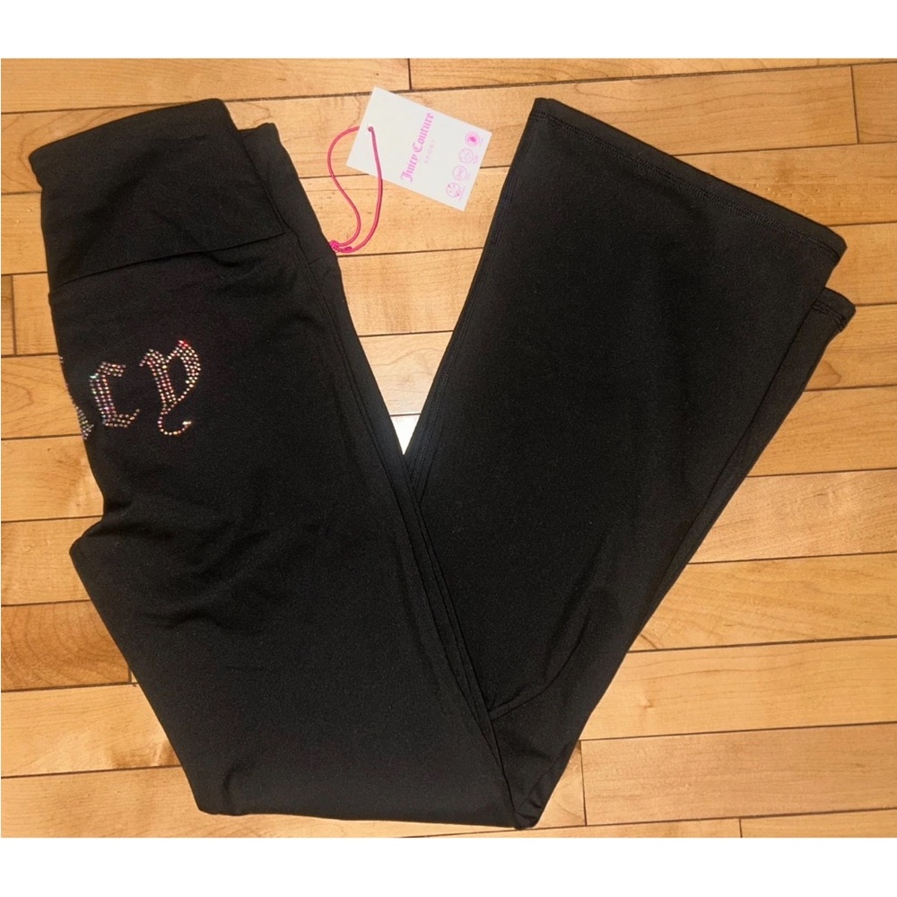 NEW ! JUICY COUTURE Sport OG Big Bling Logo Flare Leggings Black Size S - Picture 4 of 5